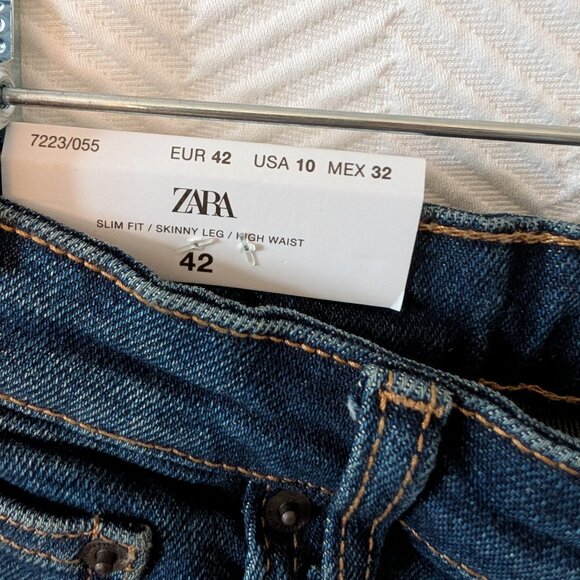 NWT Zara Women’s “The 80’s High Waist Skinny” Jeans Indigo Size 10 Casual - Picture 6 of 9